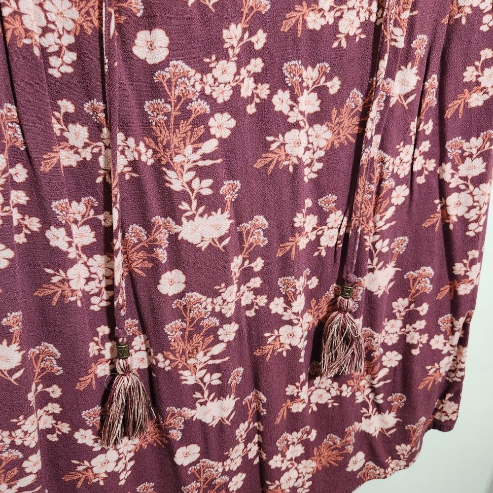Knox Rose (Target) - Flutter Sleeve Floral Blouse - Burgundy - XXL - Picture 4 of 6